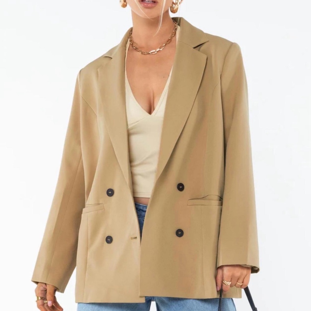 Lioness Beige Double Breasted Blazer | Women’s Tailored Jacket